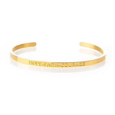 Affirmation Band Hope Faith Courage Gold